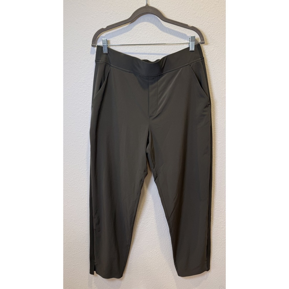 Athleta Pants Womens 12 Green Ankle Tapered Stretch Pull On Zip Pockets Travel